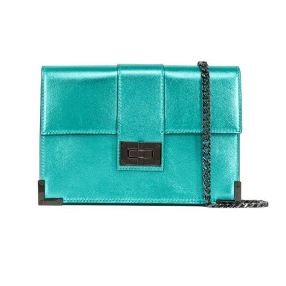 The Kooples Handbags - The Kooples Emily Green Metallic Leather Pouch Bag NWT